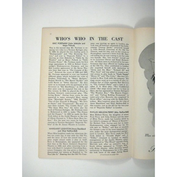 Separate Tables Playbill 1957 Music Box Eric Portman Margaret Leighton Cadillac - Picture 8 of 10